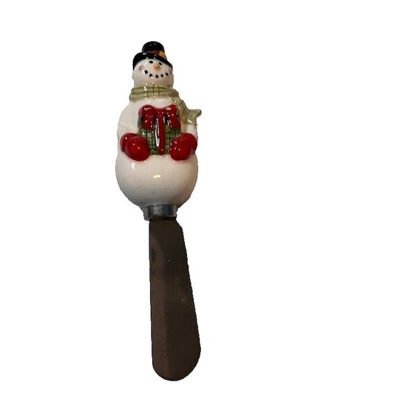 Christmas Spreaders Set – 3 Snowmen + 1 Mud Pie Jingle Bell Cheese Knife Holiday - Picture 8 of 9